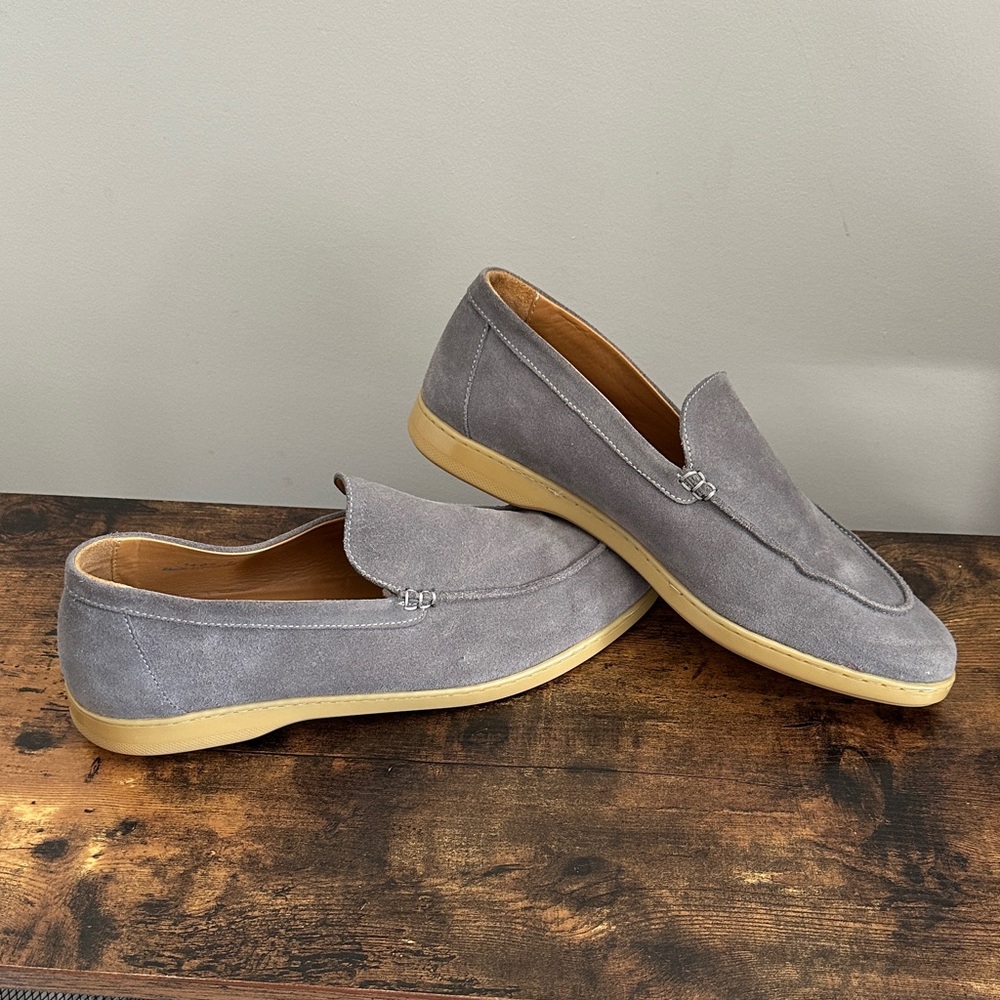 Jack Erwin Grey Suede Slip On Loafers